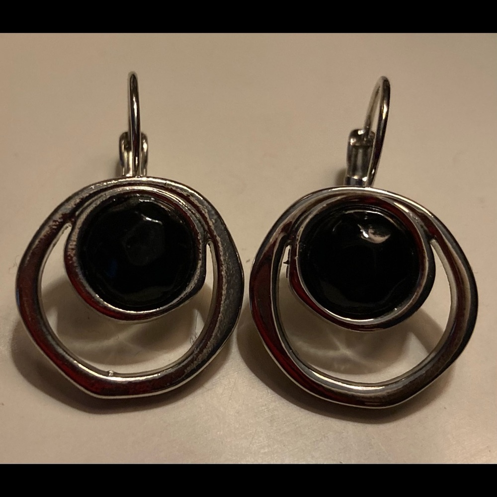 Lia Sophia silver and black dangle earrings